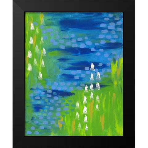 Green Black Modern Wood Framed Art Print by Wieners, Valerie
