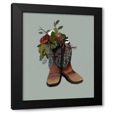 Boot Bouquet Black Modern Wood Framed Art Print with Double Matting by Wieners, Valerie