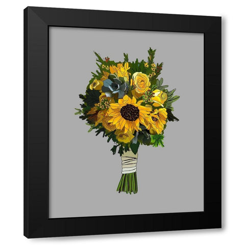 Sunflower Bouquet Black Modern Wood Framed Art Print by Wieners, Valerie