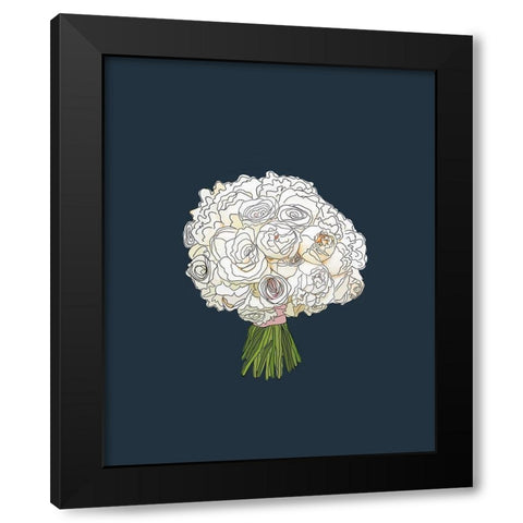 White Rose Bouquet Black Modern Wood Framed Art Print with Double Matting by Wieners, Valerie