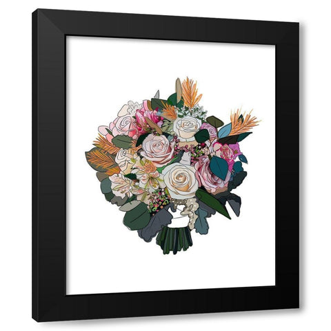 Bouquet on White Black Modern Wood Framed Art Print by Wieners, Valerie