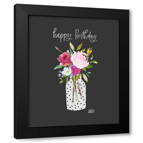 Happy Birthday Black Modern Wood Framed Art Print with Double Matting by Wieners, Valerie