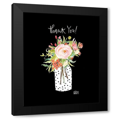 Thank You Black Modern Wood Framed Art Print by Wieners, Valerie