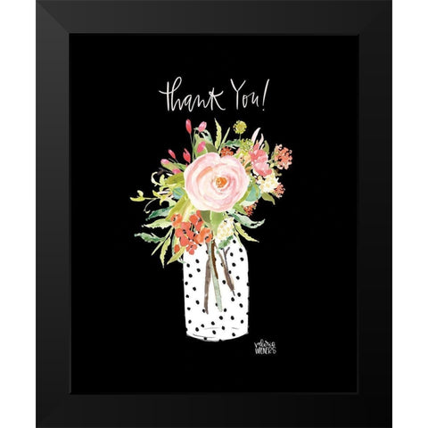 Thank You Black Modern Wood Framed Art Print by Wieners, Valerie