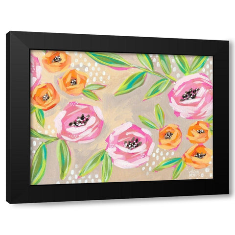 Cream Floral Black Modern Wood Framed Art Print by Wieners, Valerie