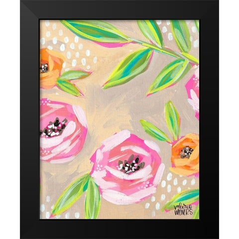 Playful Floral Black Modern Wood Framed Art Print by Wieners, Valerie