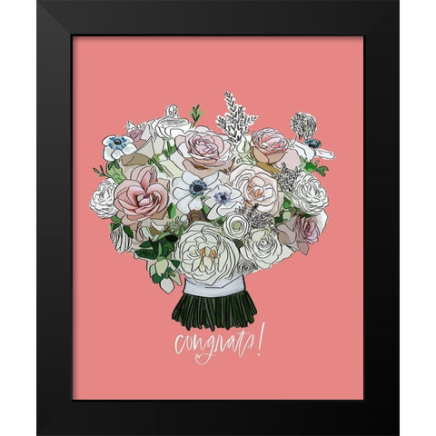 Congrats Floral Black Modern Wood Framed Art Print by Wieners, Valerie