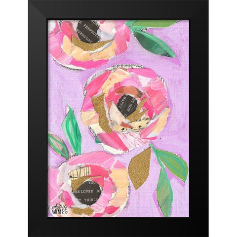 Floral Collage Black Modern Wood Framed Art Print by Wieners, Valerie