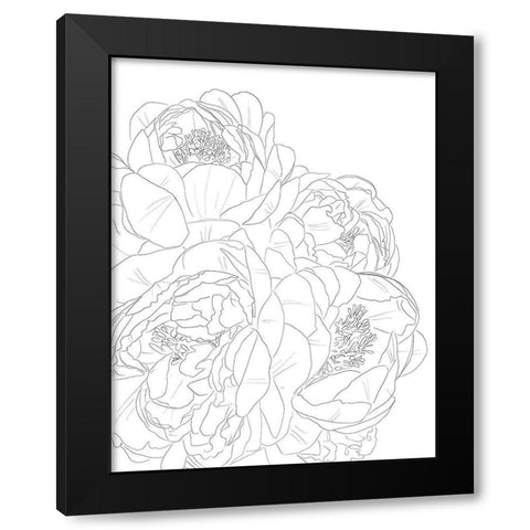 Flower Outline Black Modern Wood Framed Art Print by Wieners, Valerie