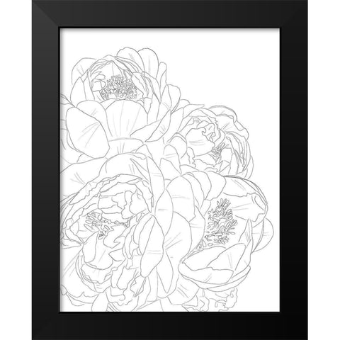 Flower Outline Black Modern Wood Framed Art Print by Wieners, Valerie