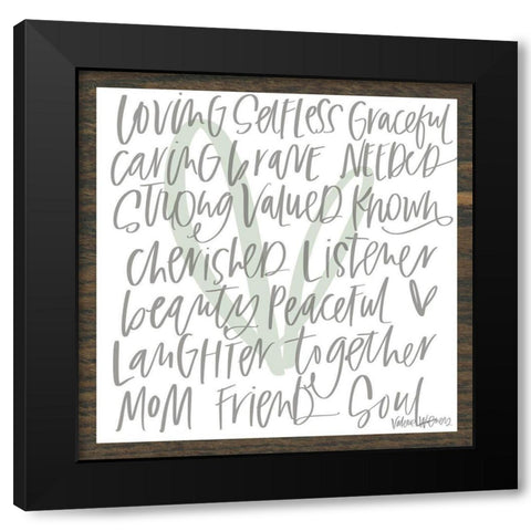 Mom Adjectives Black Modern Wood Framed Art Print with Double Matting by Wieners, Valerie