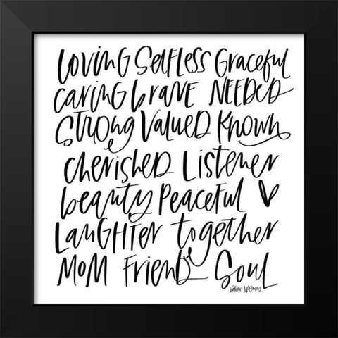 Mom Adjectives Black Modern Wood Framed Art Print by Wieners, Valerie