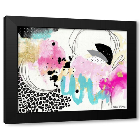 Abstract Gold Splatter Black Modern Wood Framed Art Print with Double Matting by Wieners, Valerie
