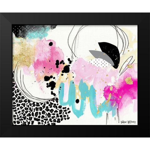 Abstract Gold Splatter Black Modern Wood Framed Art Print by Wieners, Valerie