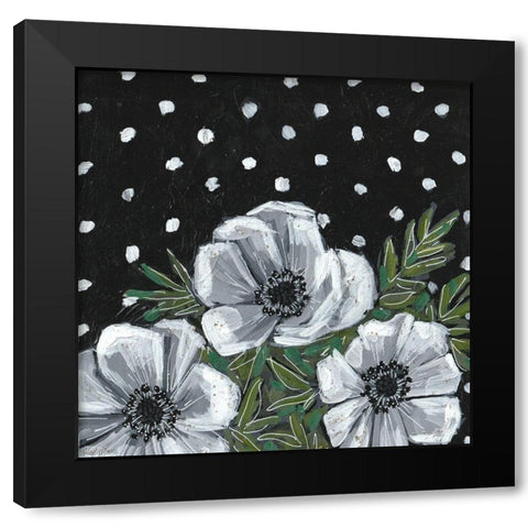 Polka Dot Anemone Black Modern Wood Framed Art Print by Wieners, Valerie