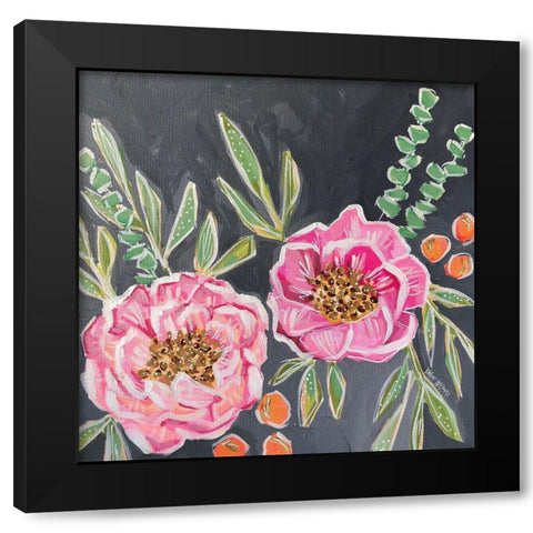 Moody Peonies Black Modern Wood Framed Art Print with Double Matting by Wieners, Valerie
