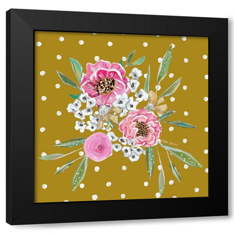 Camelia Yellow Dots II Black Modern Wood Framed Art Print with Double Matting by Wieners, Valerie