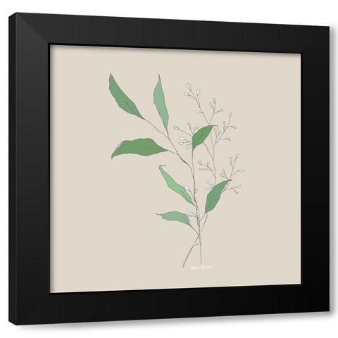 Wispy Leaf Black Modern Wood Framed Art Print with Double Matting by Wieners, Valerie