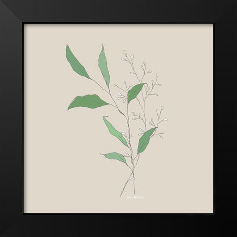 Wispy Leaf Black Modern Wood Framed Art Print by Wieners, Valerie