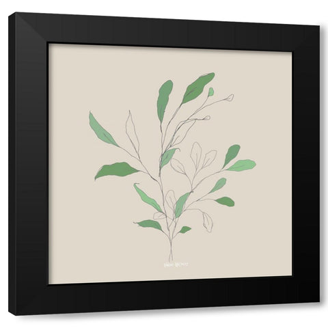 Wispy Leaf II Black Modern Wood Framed Art Print with Double Matting by Wieners, Valerie