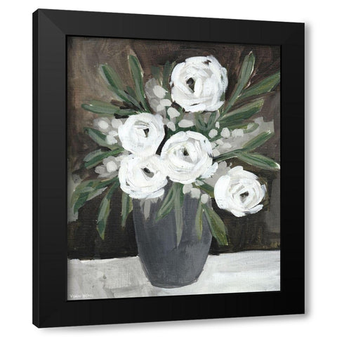 Floral Brown Black Modern Wood Framed Art Print by Wieners, Valerie