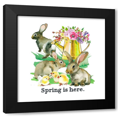 Spring is Here Black Modern Wood Framed Art Print by Wieners, Valerie