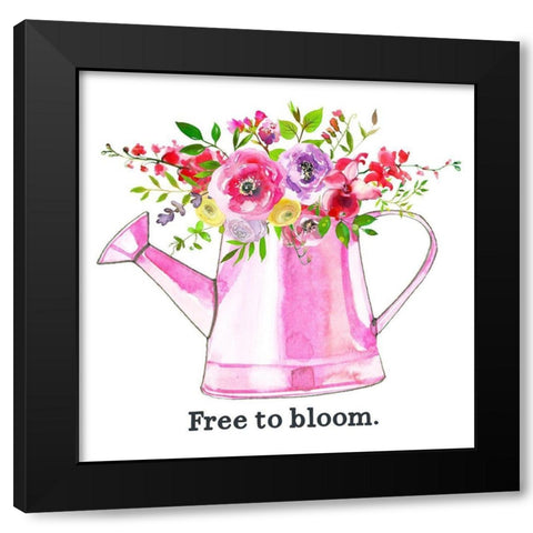 Free to Bloom Black Modern Wood Framed Art Print by Wieners, Valerie