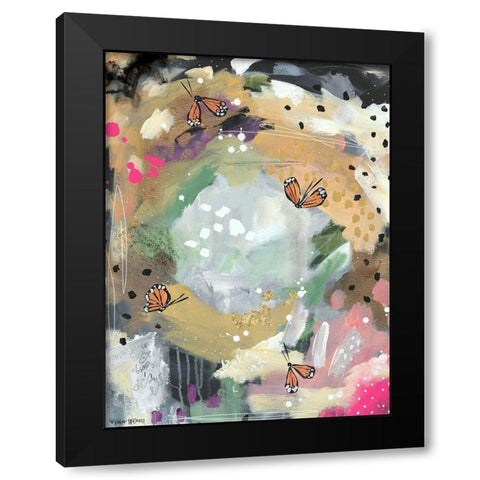 Butterfly Abstract II Black Modern Wood Framed Art Print with Double Matting by Wieners, Valerie