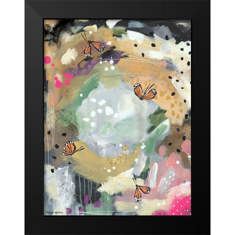 Butterfly Abstract II Black Modern Wood Framed Art Print by Wieners, Valerie