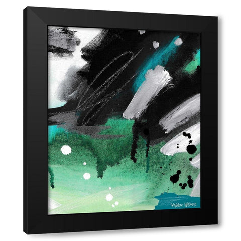 Blue / Green Abstract Black Modern Wood Framed Art Print with Double Matting by Wieners, Valerie