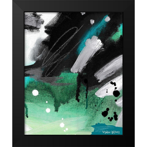 Blue / Green Abstract Black Modern Wood Framed Art Print by Wieners, Valerie