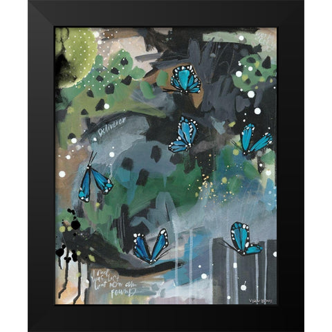 Blue Butterflies Black Modern Wood Framed Art Print by Wieners, Valerie