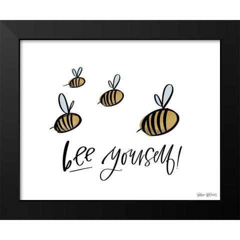 Bee Yourself Black Modern Wood Framed Art Print by Wieners, Valerie
