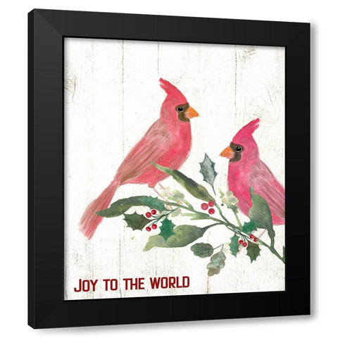 Joy Cardinals Black Modern Wood Framed Art Print with Double Matting by Wieners, Valerie