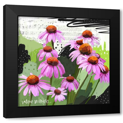 Cone Flowers Black Modern Wood Framed Art Print with Double Matting by Wieners, Valerie