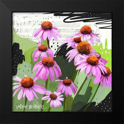 Cone Flowers Black Modern Wood Framed Art Print by Wieners, Valerie