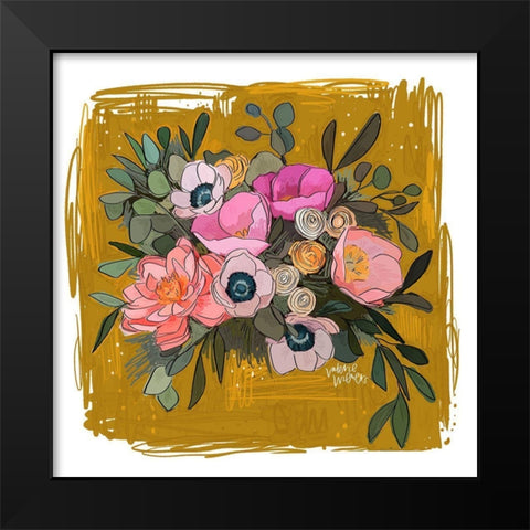 Paper Flowers Black Modern Wood Framed Art Print by Wieners, Valerie