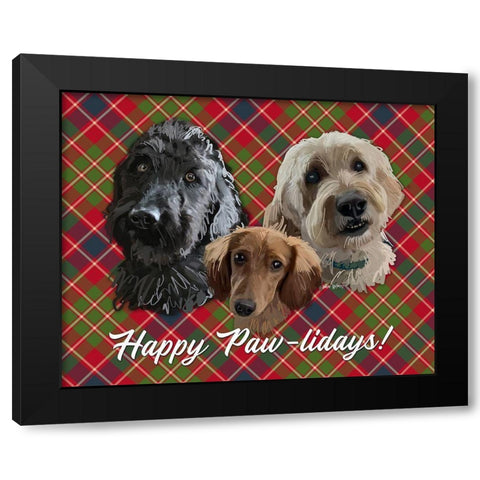Christmas Pups Black Modern Wood Framed Art Print by Wieners, Valerie