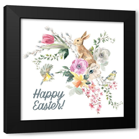 Happy Easter Black Modern Wood Framed Art Print with Double Matting by Wieners, Valerie