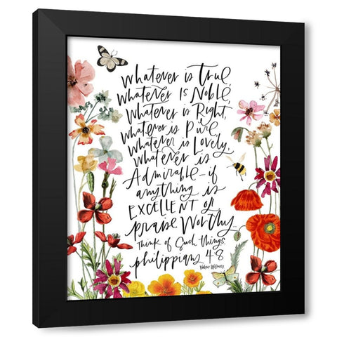 Whatever is True Black Modern Wood Framed Art Print by Wieners, Valerie