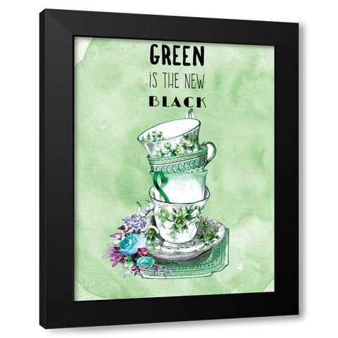 Green is the New Black Black Modern Wood Framed Art Print by Burney, Yvonne Coleman