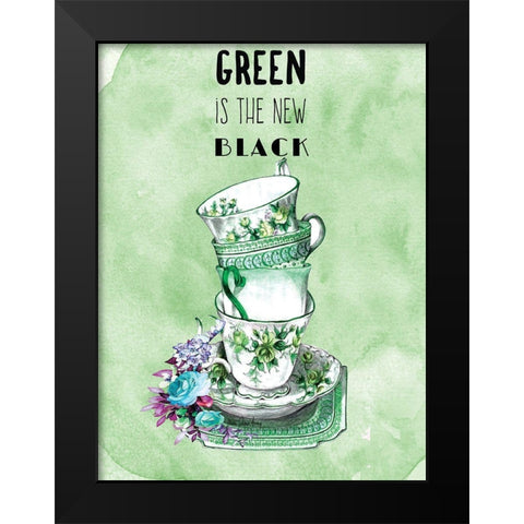 Green is the New Black Black Modern Wood Framed Art Print by Burney, Yvonne Coleman