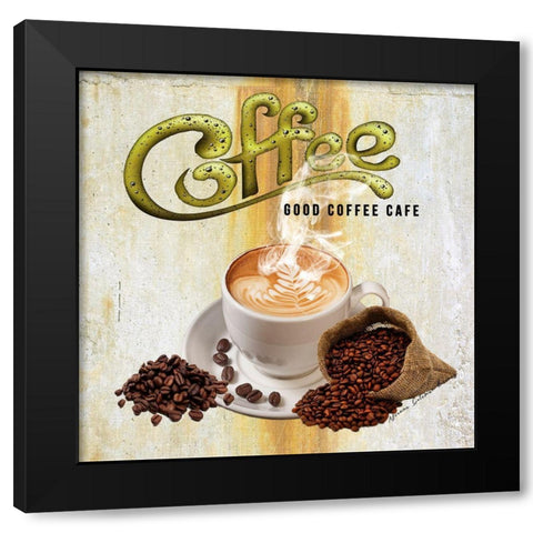 Good Coffee Black Modern Wood Framed Art Print by Burney, Yvonne Coleman