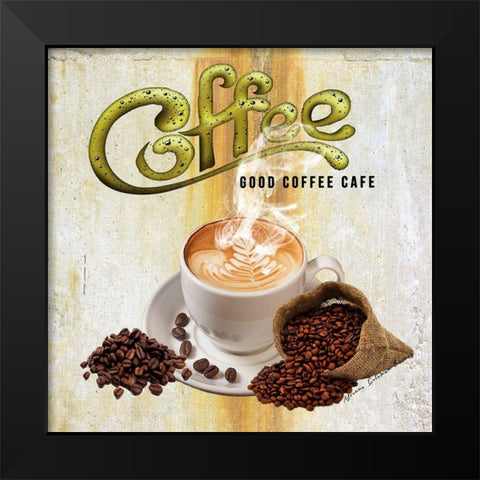 Good Coffee Black Modern Wood Framed Art Print by Burney, Yvonne Coleman