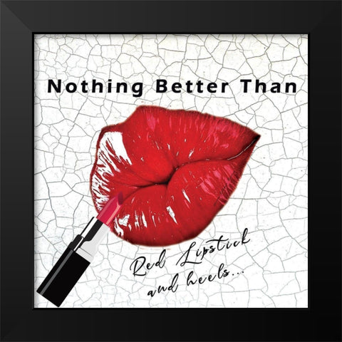 Red Lips Black Modern Wood Framed Art Print by Burney, Yvonne Coleman