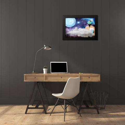 Techno Man Black Modern Wood Framed Art Print by Burney, Yvonne Coleman