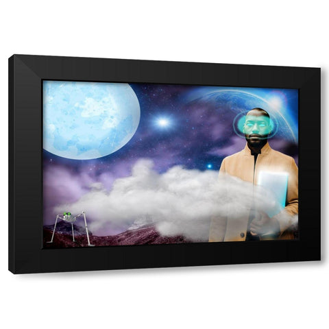 Techno Man Black Modern Wood Framed Art Print by Burney, Yvonne Coleman