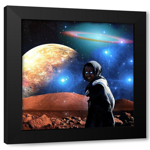 Galaxy Twilight Black Modern Wood Framed Art Print by Burney, Yvonne Coleman