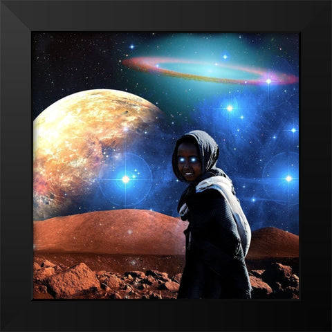 Galaxy Twilight Black Modern Wood Framed Art Print by Burney, Yvonne Coleman