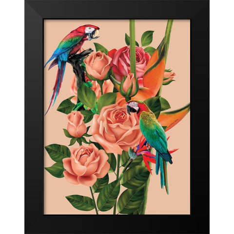 Bird of Paradise Black Modern Wood Framed Art Print by Burney, Yvonne Coleman